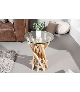 Invicta Interior Design Bijzettafel DRIFTWOOD 40cm Teak Ronde salontafel - 19807-1