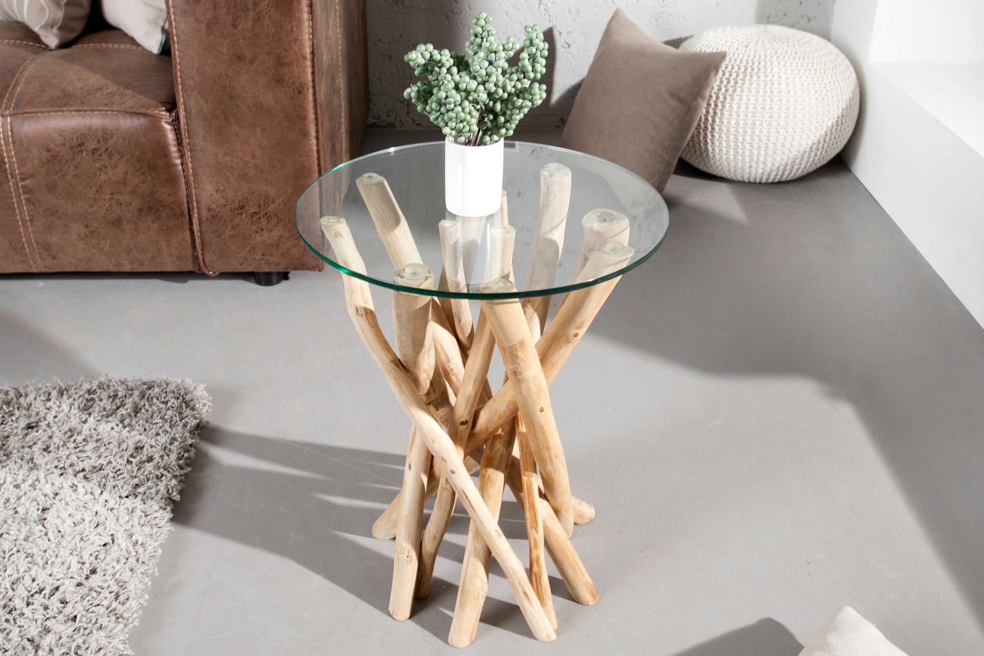 Design Bijzettafel DRIFTWOOD 40cm Teak Ronde salontafel - 19807-1 afbeelding