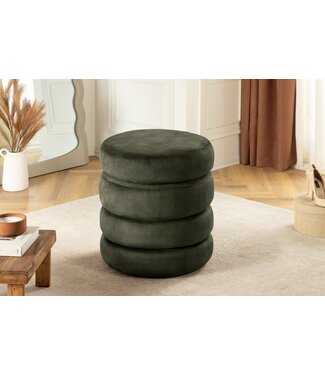 Invicta Interior Ronde poef VOGUE 50cm groen fluwelen poef met opbergruimte - 46695
