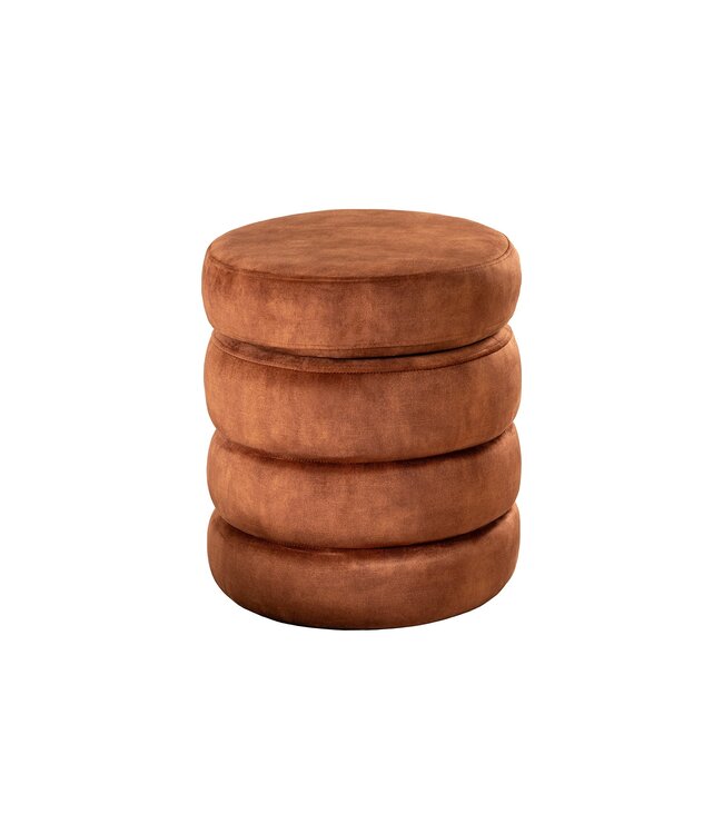 Invicta Interior Ronde poef VOGUE 50cm roestbruin fluwelen poef met opbergruimte - 46694