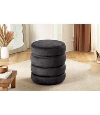 Invicta Interior Ronde poef VOGUE 50cm grijs fluwelen poef met opbergruimte - 46689