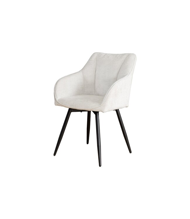 Invicta Interior Draaibare Retro Stoel AVIGNON beige chenille zwarte metalen poten - 46470