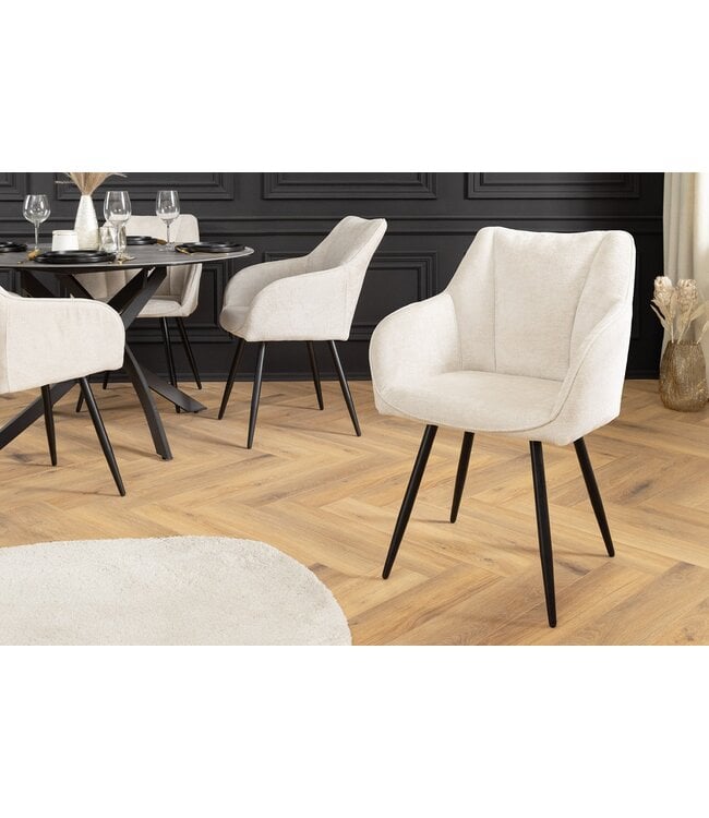 Invicta Interior Draaibare Retro Stoel AVIGNON beige chenille zwarte metalen poten - 46470