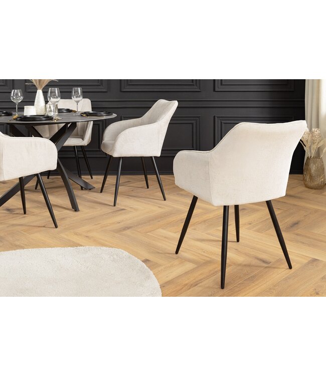 Invicta Interior Draaibare Retro Stoel AVIGNON beige chenille zwarte metalen poten - 46470