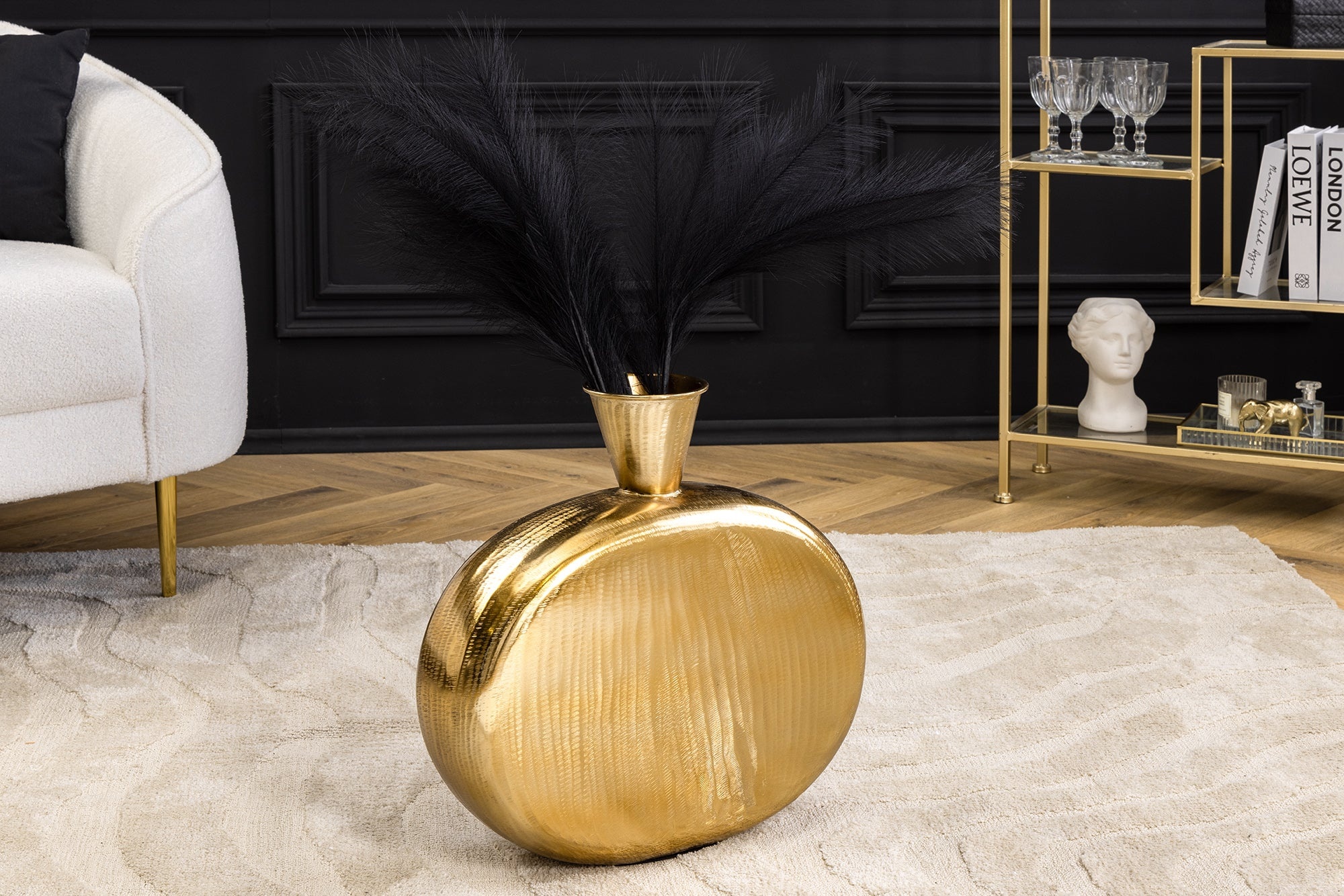 Handgemaakte vaas ORIENT L 50cm goud metaal gehamerd design - 44866 afbeelding