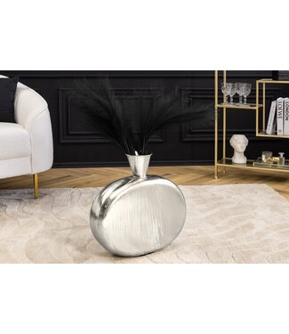 Invicta Interior Handgemaakte vaas ORIENT L 50cm zilver metaal gehamerd design - 44867