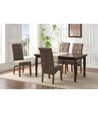 Invicta Interior Design Stoel CASA taupe Microvezel met Decoratieve Knoppen Grenen Massief Houten Poten - 46553