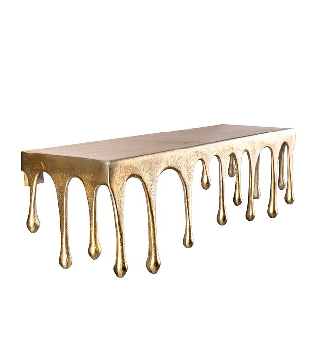 Invicta Interior Handgemaakte wandplank LIQUID LINE 60 cm goud antiek metalen druppelontwerp - 44882