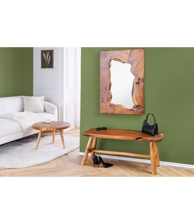 Invicta Interior Ronde massief houten salontafel MOSAIK 60cm naturel teakhouten boomstam handgemaakt - 44712