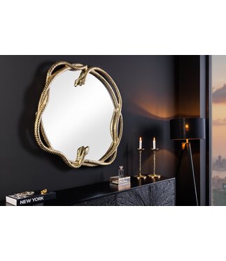 Invicta Interior Decoratieve spiegel SNAKE L 50cm goudkleurig metalen slangenbeeld - 45786