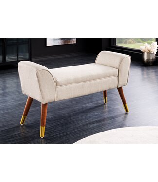 Invicta Interior Retro Bank SCARLETT 90cm beige structuurstof met armleuningen - 44780 Invicta Interior Retro Bank SCARLETT 90cm beige structuurstof met armleuningen - 44780