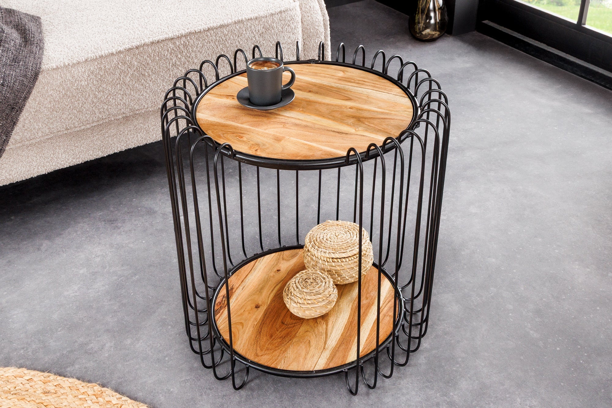 Industriële bijzettafel TRUE ELEMENTS 50cm Naturel Acacia massief hout - 45737 afbeelding
