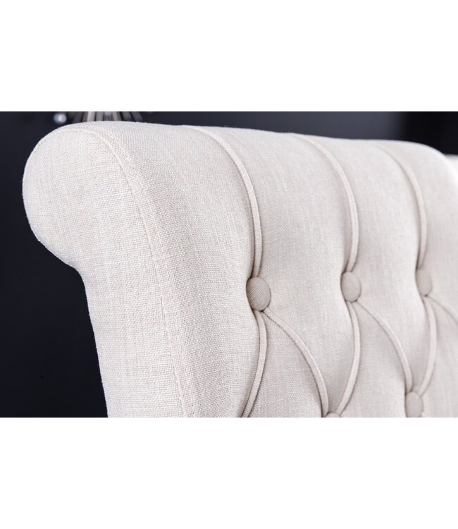 Invicta Interior Design Stoel CASTLE beige zwart Getextureerde stof Houten poten Chesterfield - 43215