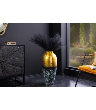 Invicta Interior Handgemaakte decoratieve vaas ORIENT XL 75cm goudkleurig metaal met gepatineerd gehamerd design - 44873