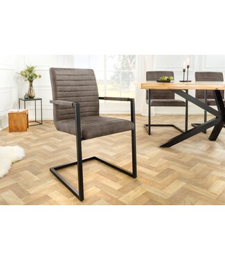 Invicta Interior Moderne sledestoel LOFT taupe grijs microvezel met armleuning ijzeren frame zwart - 44409 Invicta Interior Moderne sledestoel LOFT taupe grijs microvezel met armleuning ijzeren frame zwart - 44409