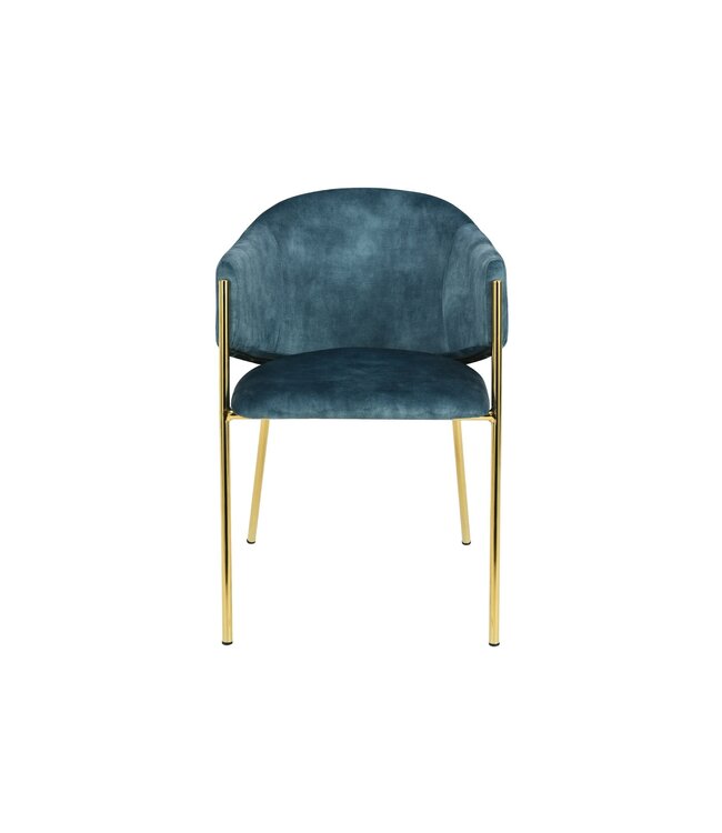 Invicta Interior Design Stoel NOBLESSE petrol fluweel goud verchroomd metalen frame - 47581