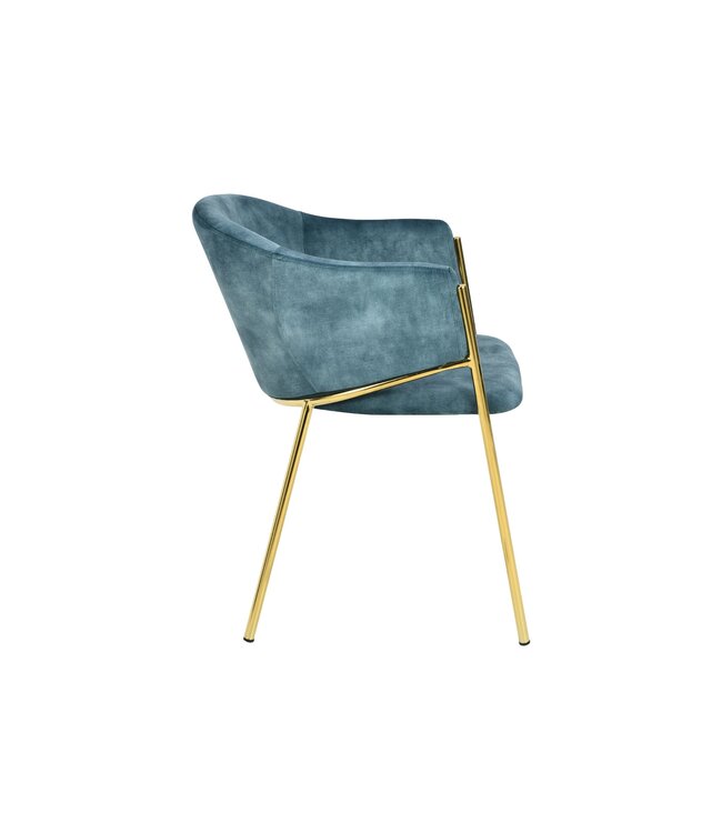 Invicta Interior Design Stoel NOBLESSE petrol fluweel goud verchroomd metalen frame - 47581