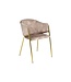 Invicta Interior Design Stoel NOBLESSE champagne beige fluweel goud verchroomd metalen frame - 47582