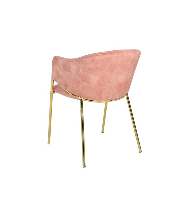 Invicta Interior Design Stoel NOBLESSE rosé fluweel goud verchroomd metalen frame retro look - 47583
