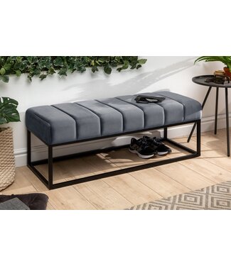Invicta Interior Moderne bank PETIT BEAUTÉ 110cm zilvergrijs fluweel zwart frame - 44267