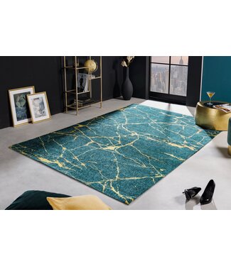 Invicta Interior Design Tapijt MARBLE 240x160cm groen goud marmerlook plat geweven - 42616