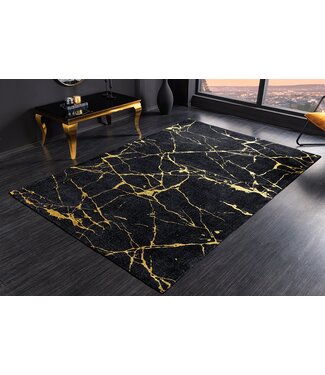 Invicta Interior Design Tapijt MARBLE 240x160cm zwart goud marmerlook flatweave - 43724