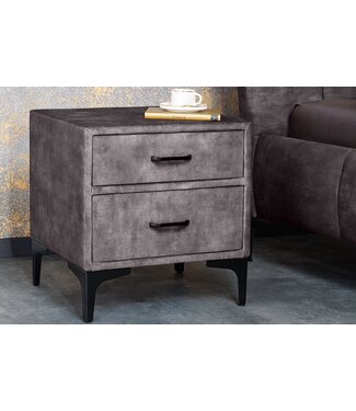 Invicta Interior Design nachtkastje BOUTIQUE 50cm donkergrijs fluweel twee lades - 41671