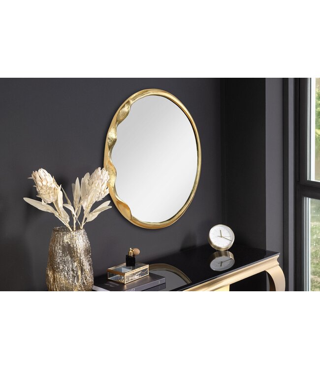 Invicta Interior Ronde wandspiegel ABSTRACT 55cm goud metaal handgemaakt - 46099