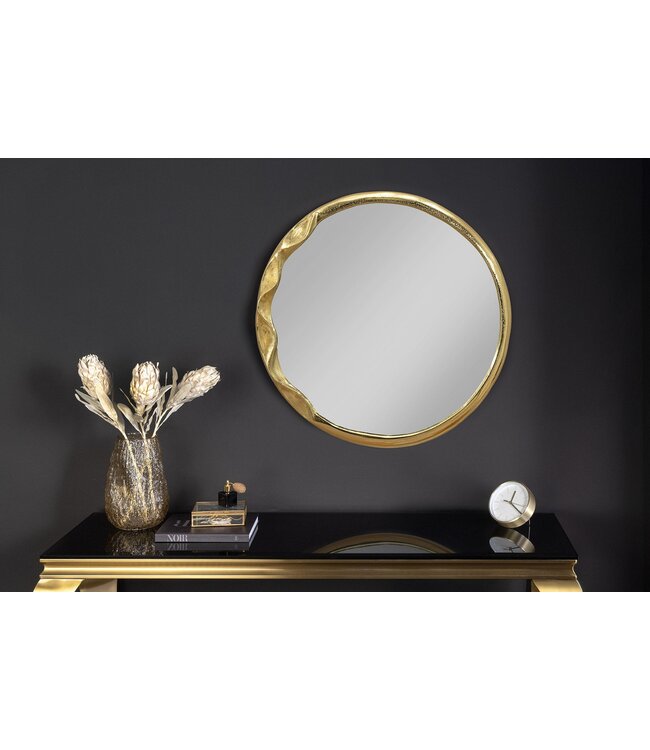 Invicta Interior Ronde wandspiegel ABSTRACT 55cm goud metaal handgemaakt - 46099