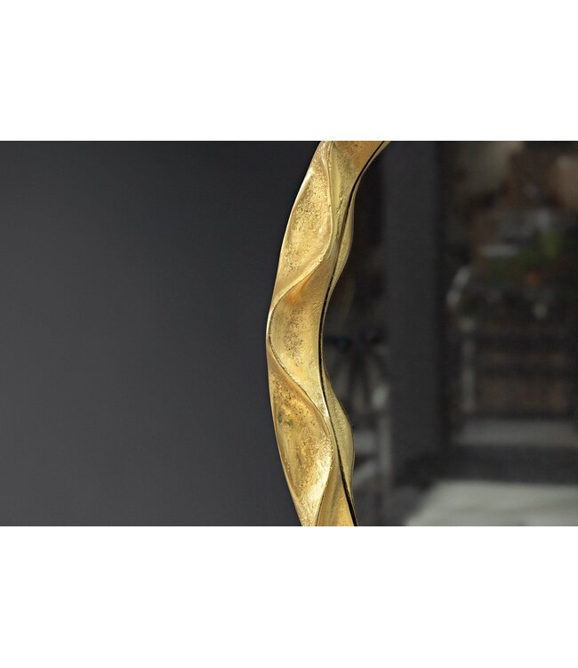 Invicta Interior Ronde wandspiegel ABSTRACT 55cm goud metaal handgemaakt - 46099