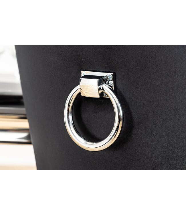 Invicta Interior Chesterfield Stoel CASTLE Zwart fluweel massief houten decoratieve klinknagels met comfortabel handvat - 44587