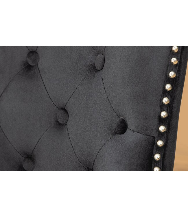 Invicta Interior Chesterfield Stoel CASTLE Zwart fluweel massief houten decoratieve klinknagels met comfortabel handvat - 44587