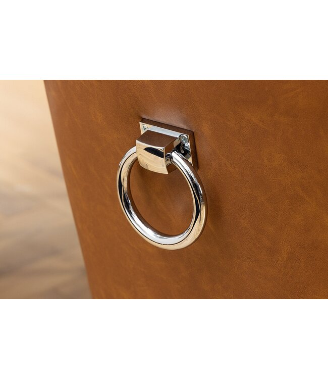 Invicta Interior Chesterfield Stoel CASTLE Bruin Kunstleer Zwart Massief Hout met Comfort Handvat - 44586