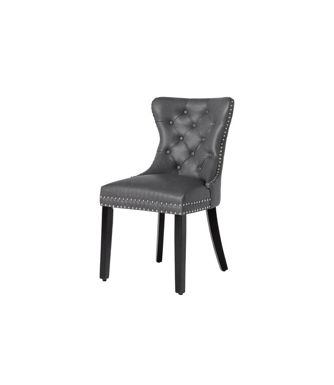 Invicta Interior Chesterfield Stoel CASTLE Zwart Kunstleer Massief Hout met Comfort Handvat - 44585