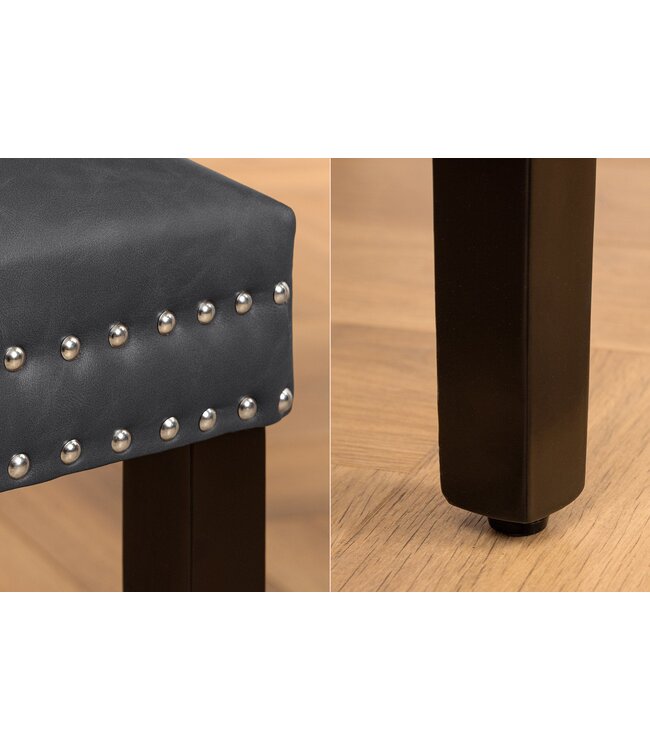 Invicta Interior Chesterfield Stoel CASTLE Zwart Kunstleer Massief Hout met Comfort Handvat - 44585