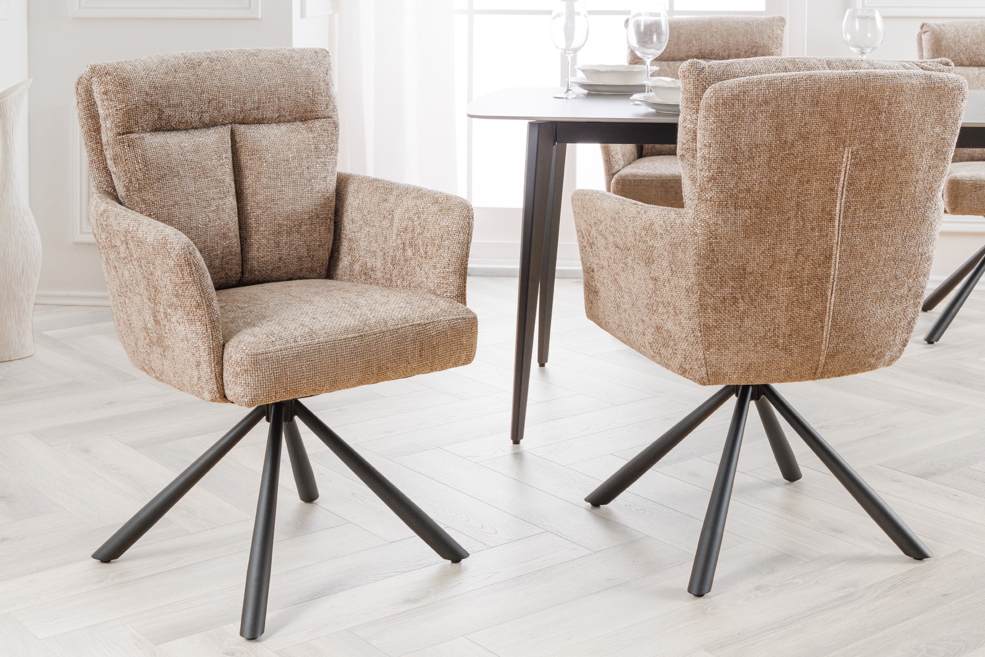 Bureaustoel BIG GEORGE beige structuurstof met armleuning metaal zwart - 44438