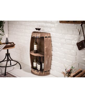 Invicta Interior Elegant rek BODEGA 79cm naturel grenen half wijnvat Shabby Chic - 40074