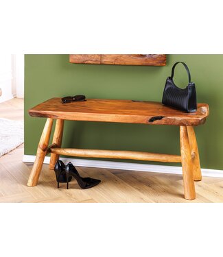Invicta Interior Massieve bank ROOT 100cm Bruin Natuurlijk Teak Boomstam Houten Stut - 44709
