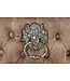 Invicta Interior Chesterfield Stoel CASTLE DELUXE beige fluweel met leeuwenkop studs - 45734