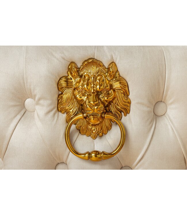 Invicta Interior In hoogte verstelbare barkruk CASTLE DELUXE beige fluweel goud roestvrij staal met leeuwenkop - 46149