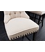 Invicta Interior Design barkruk CASTLE beige zwart structuurstof met rugleuning hout Chesterfield - 43217