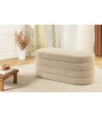 Invicta Interior Extravagante gestoffeerde bank VOGUE 115cm taupe bouclé bank met opbergruimte - 46684 Invicta Interior Extravagante gestoffeerde bank VOGUE 115cm taupe bouclé bank met opbergruimte - 46684