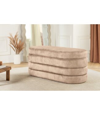 Invicta Interior Extravagante gestoffeerde bank VOGUE 115cm champagne fluwelen bank met opbergruimte - 46686