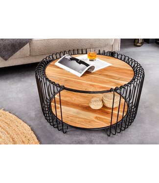 Invicta Interior Industriële salontafel TRUE ELEMENTS 70 cm massief hout van natuurlijk acaciahout - 45736