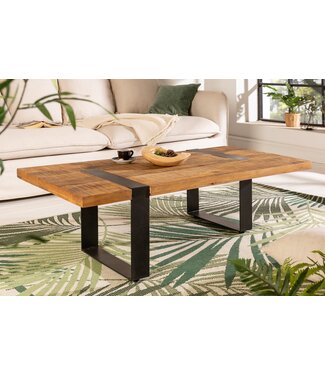 Invicta Interior Massieve salontafel IRON CRAFT 100cm bruin naturel mangohout zwart metaal - 44183