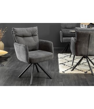 Invicta Interior Draaistoel BIG GEORGE Antraciet fluweel getextureerde stof fauteuil lente kern - 40168 Invicta Interior Draaistoel BIG GEORGE Antraciet fluweel getextureerde stof fauteuil lente kern - 40168