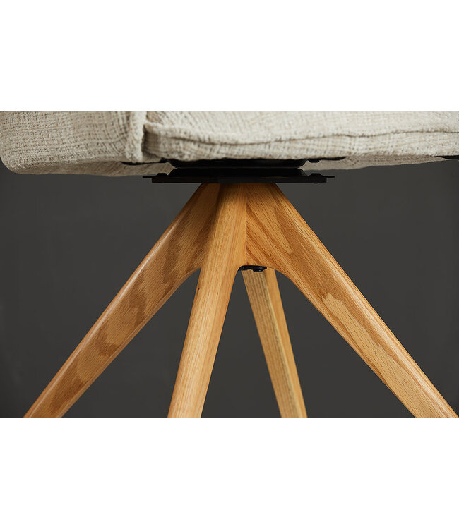 Invicta Interior Bureaustoel LE GRAND beige chenille naturel massief eikenhout met armleuning - 47475