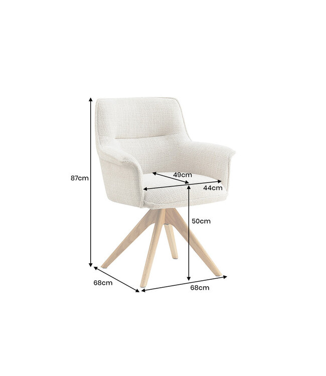 Invicta Interior Bureaustoel LE GRAND beige chenille naturel massief eikenhout met armleuning - 47475