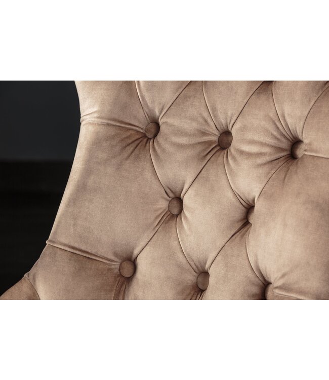 Invicta Interior Elegante stoel CASTLE koffie fluweel landelijke stijl met comfort handvat - 40468