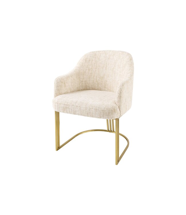 Invicta Interior Armleuningen Stoel EXTRAVAGANCIA beige chenille stof geborsteld champagne goud metaal - 45927